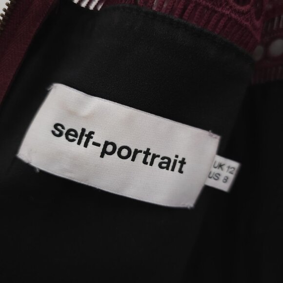 Self-Portrait Burgundy Lace Midi Dress - Picture 7 of 10